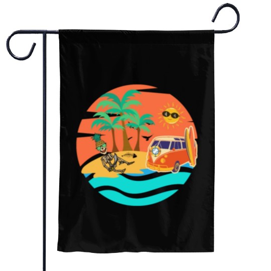 Road trip skeleton Garden Flags