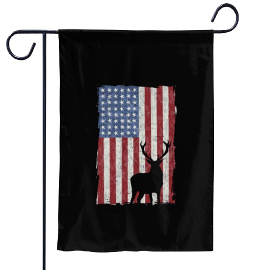American Flag Deer Hunting Distressed Usa Garden Flags