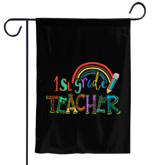Leopard 1st Grade Teacher Rainbow Garden Flags