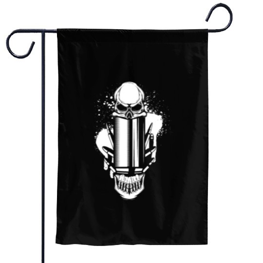 Bullets and Skull Roses Aesthetic Dripping Pattern Garden Flags