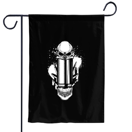 Bullets and Skull Roses Aesthetic Dripping Pattern Garden Flags