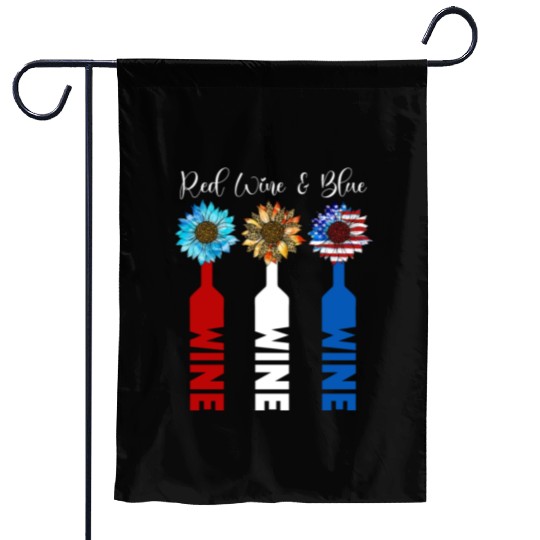 Red Wine Blue 4th Of July Garden Flags
