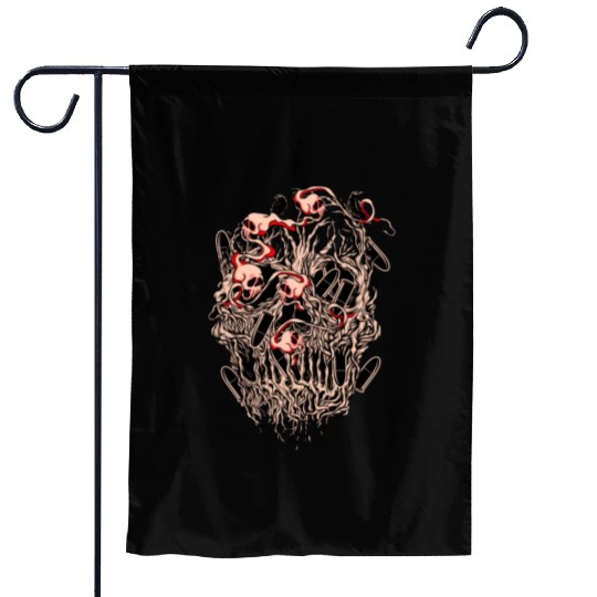 Bullets and Skull Roses Aesthetic Dripping Pattern Garden Flags