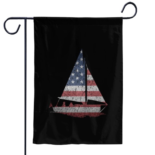 Distressed Stars Stripes Sailboat Sailing Adventur Garden Flags