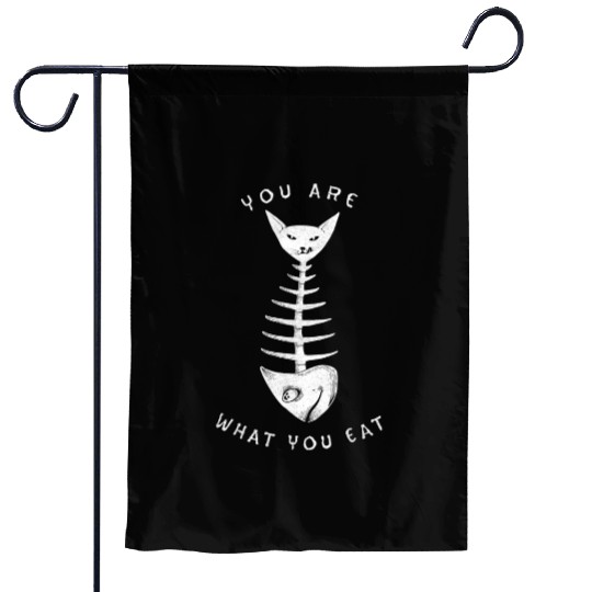 Cat Fishbone - You Are What You Eat on Black Garden Flags