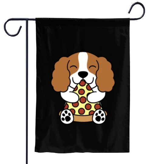 Cavalier King Charles Spaniel Pizza Lover Garden Flags