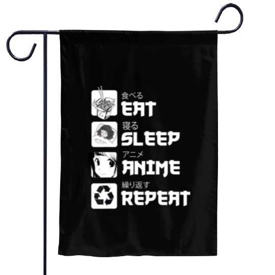Awesome Anime Eat Sleep Anime Repeat Teenager Garden Flags