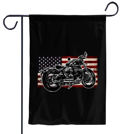 Distressed Flag Vintage Bobber Bike Motorcycle Garden Flags