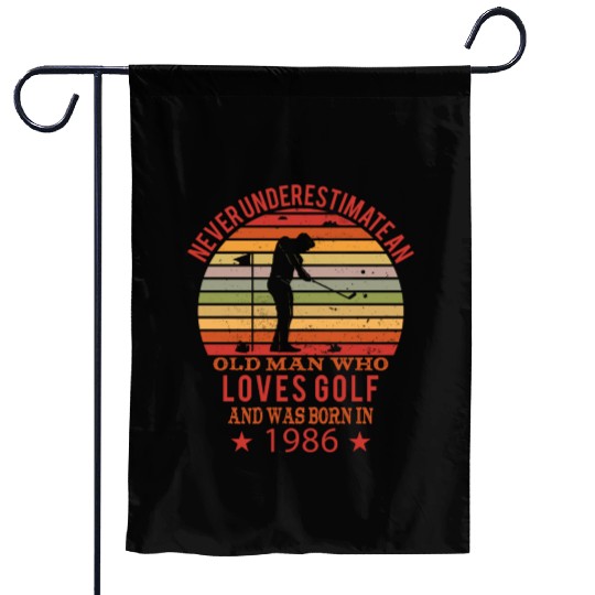 Golfing Golfplayers Vintage 1986 Birthday Garden Flags