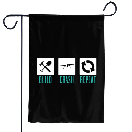 Funny Drone Pilot Build Crash Repeat Quadcopter Garden Flags