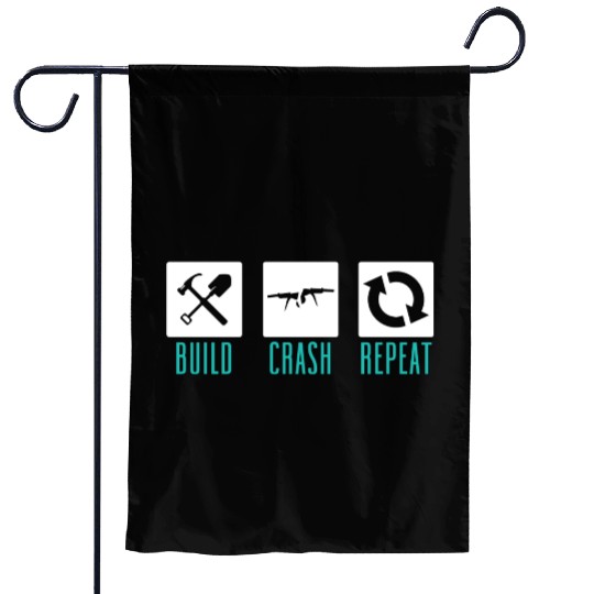 Funny Drone Pilot Build Crash Repeat Quadcopter Garden Flags