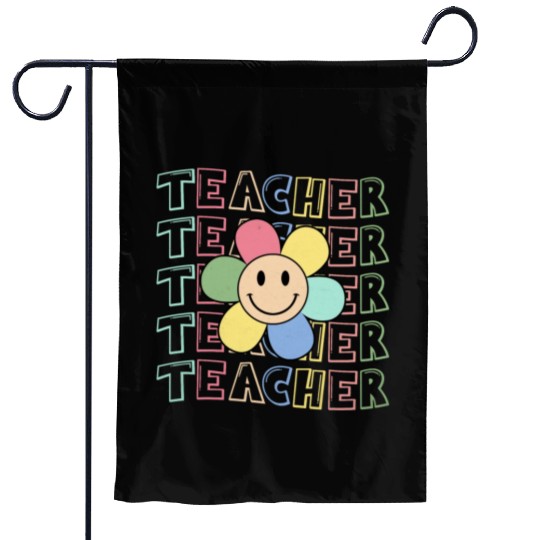 Retro Teacher Teacher Teacher Life Kindergarten Garden Flags