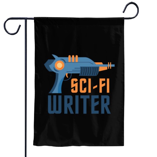 Sci Fi Writer Laser Gun Science Fiction Author Garden Flags