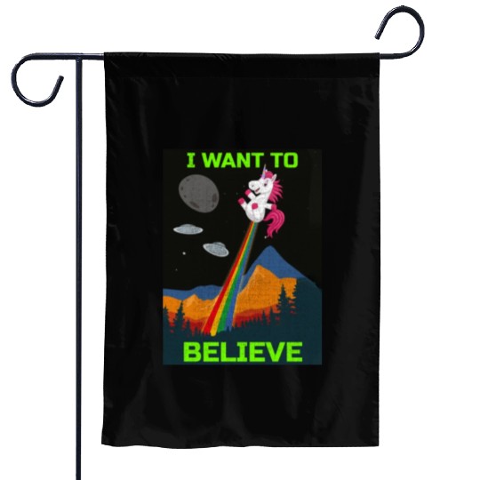 Unicorn "I Want To Believe" UAP Outfit Alien Ufo Garden Flags