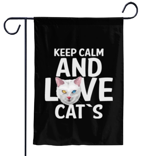 KEEP CALM AND LOVE CAT`S Garden Flags