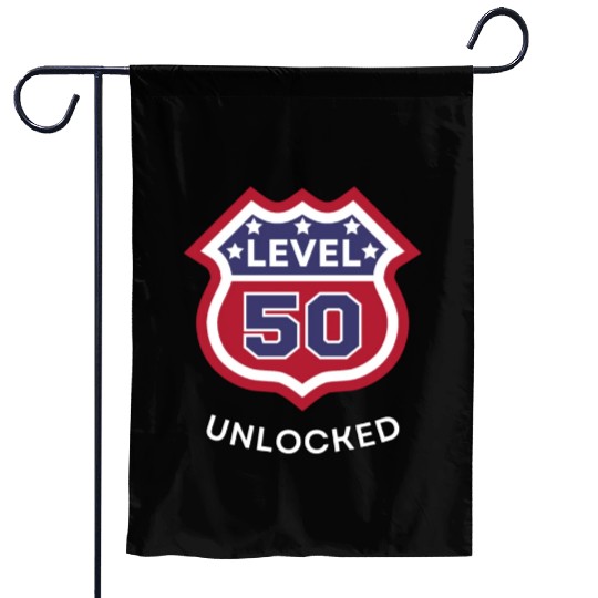 Funny 50th Birthday level 50 unlocked Garden Flags