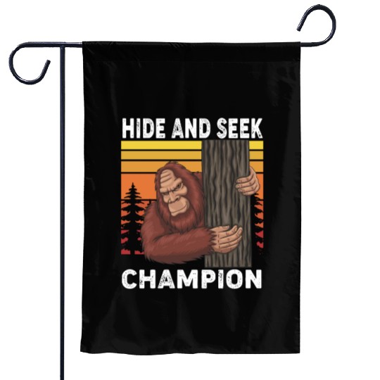 Bigfoot Hide And Seek Champion Funny Sasquatch Garden Flags