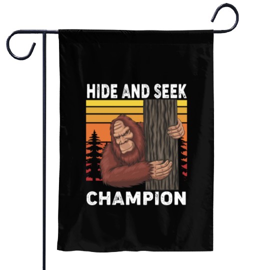 Bigfoot Hide And Seek Champion Funny Sasquatch Garden Flags