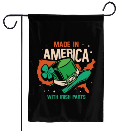 Made In America With Irish Parts Gaelic Ireland Garden Flags