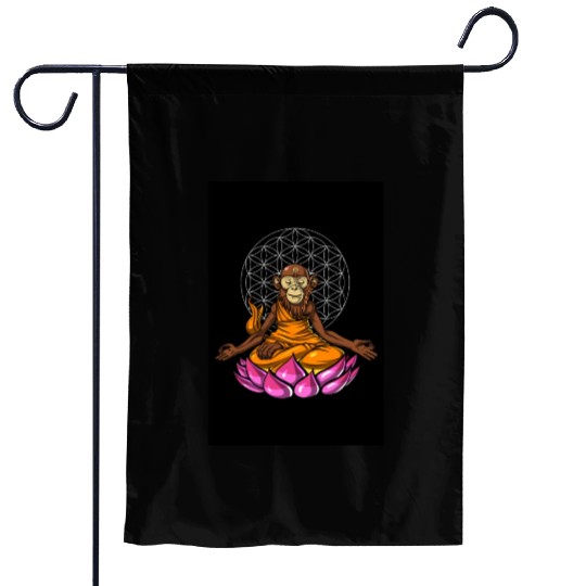 Monkey Buddha Meditation Garden Flags