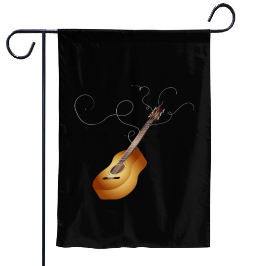 3D acoustic guitar with loose guitar strings Garden Flags