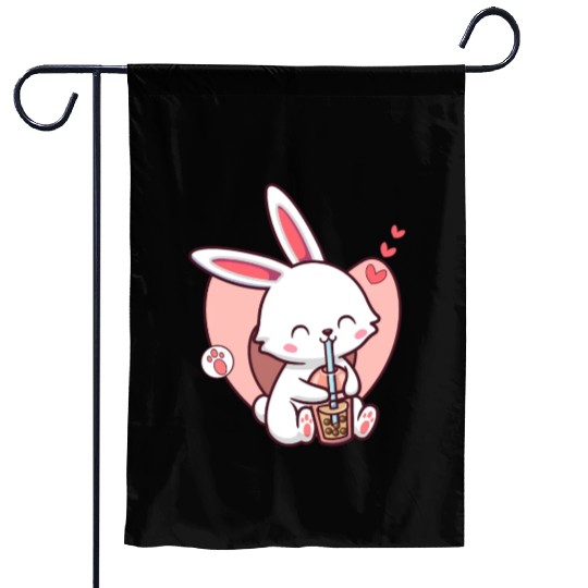 Kawaii Dog Loves Garden Flags Boba Tea Bubble Tea Anime