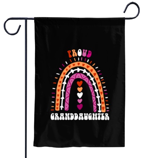 Proud Granddaughter Lesbian Pride Boho Rainbow Garden Flags