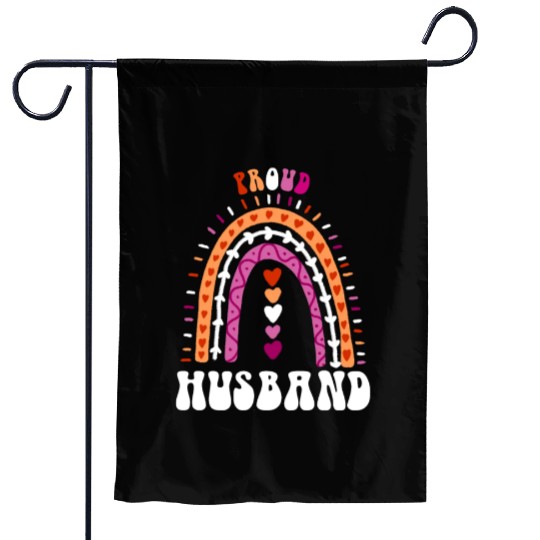 Proud Husband Lesbian Pride Boho Rainbow Garden Flags