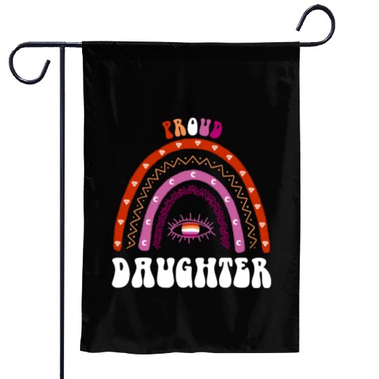 Lesbian Rainbow Proud Daughter Lesbian Garden Flags