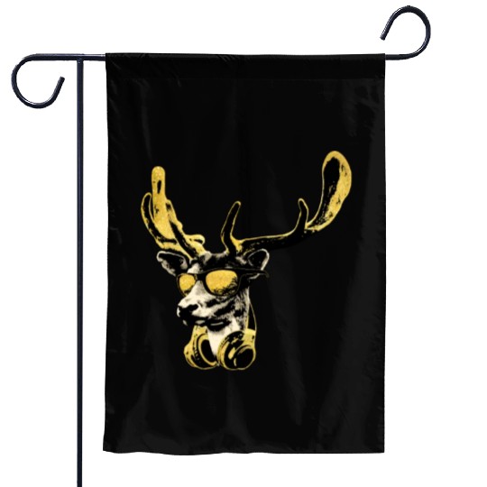 Deer DJ Bling Cool Funny Music Animal With Garden Flags