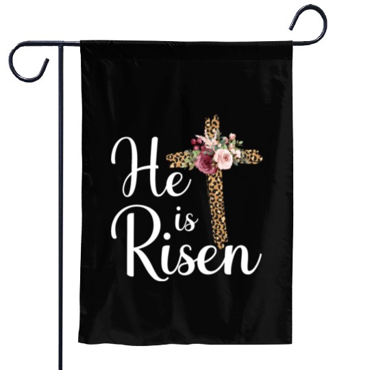 He Is Risen Jesus Christ Cross Easter Sunday Garden Flags
