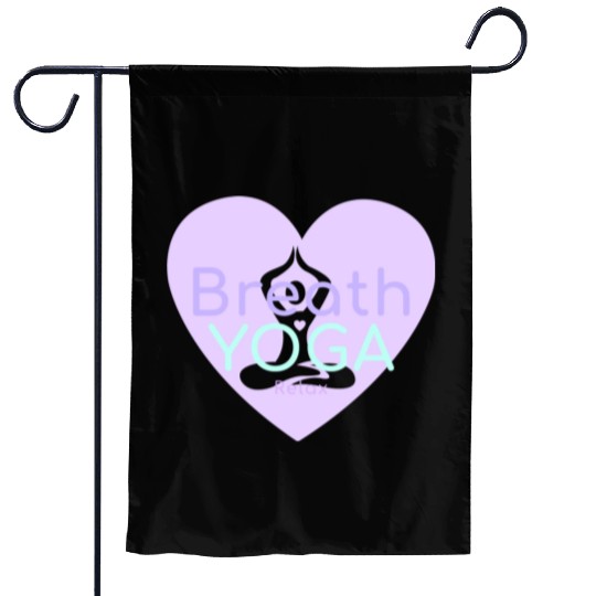 Breath Yoga Relax | Yogi Garden Flags with heart Namaste