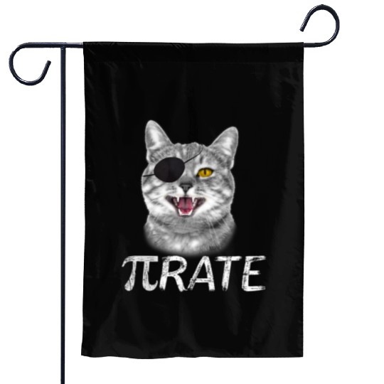 Funny Pi Day Math Science Cat Pirate Garden Flags