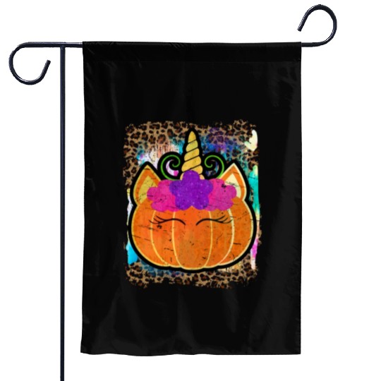 Halloween Unicorn Pumpkin Tie Dye Garden Flags