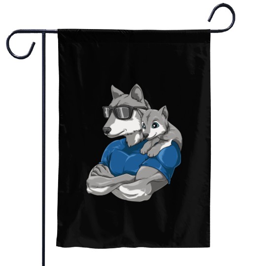 Strong Wolf with Wolf Child for a Wolf lover Garden Flags