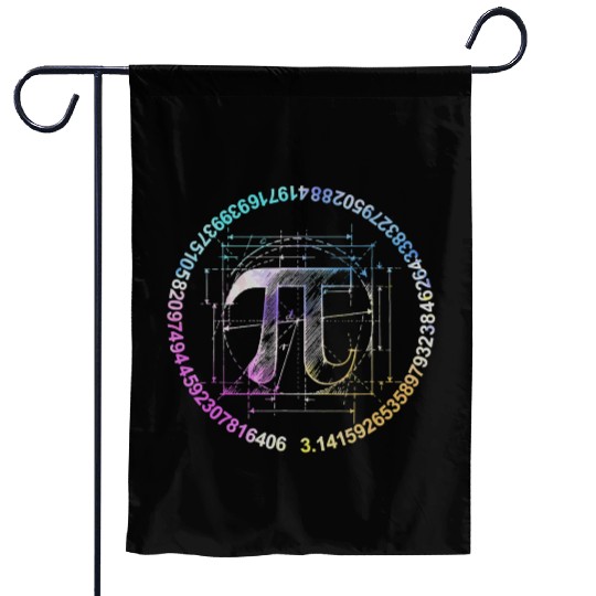 Pi novelty circle watercolor Garden Flags for Pi Day