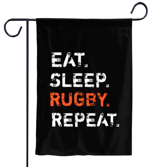 Eat Sleep Rugby Repeat Player Fan Lover Funny Garden Flags