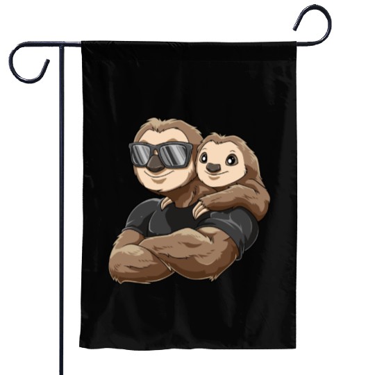Strong sloth with baby sloth child for a Sloth Garden Flags
