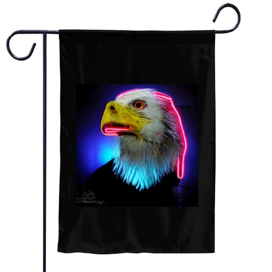 i love america neon bright lightsamerican eagle Garden Flags