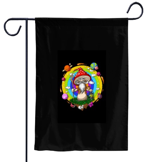 Psychedelic Hippie Mushroom Wizard Garden Flags