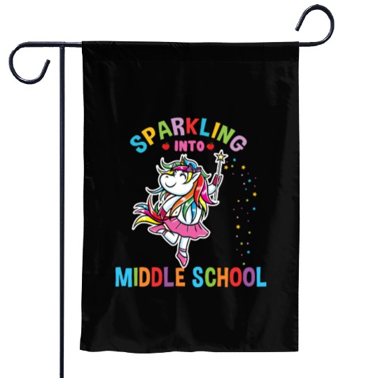 Sparkling Middle School Unicorn Back To School Garden Flags