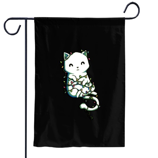 cat All Tangled Garden Flags