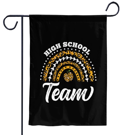 High School Team Leopard Rainbow Back To School Garden Flags