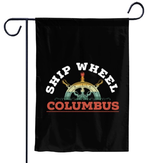 Ship Wheel Columbus Day Christopher Columbus Garden Flags