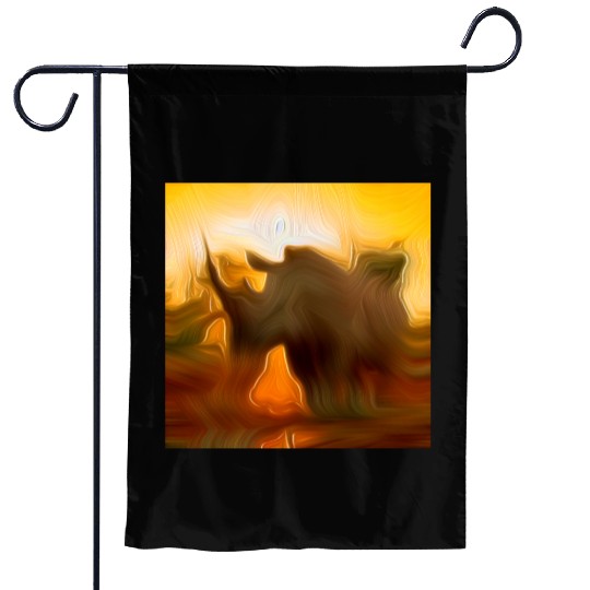 solo rhino digital art abstract painting Garden Flags