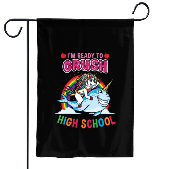 Im Ready To Crush High School Unicorn Girls Garden Flags