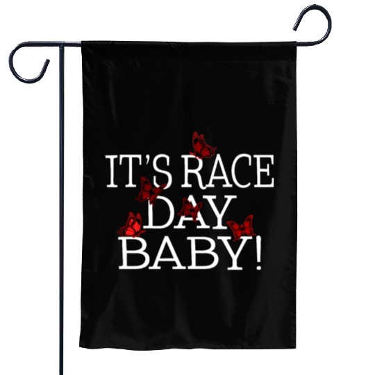 Racing Garden Flags, It's Race Day Baby Butterfly Garden Flags,