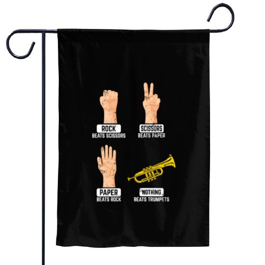Rock Paper Scissors Nothing Beats Trumpets Trumpet Garden Flags