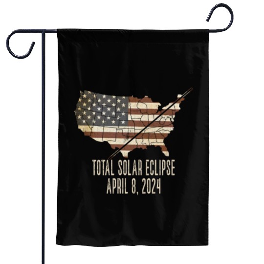 Total Solar Eclipse April 8 2024 Totality USA Map Garden Flags