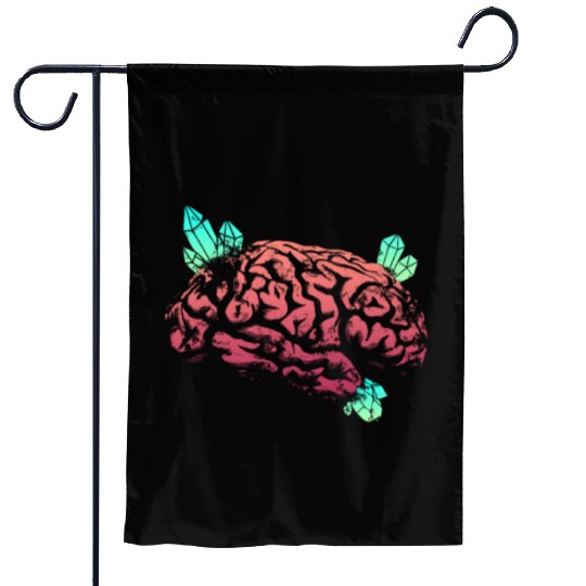 Brain with Crystal - Red and Green Garden Flags